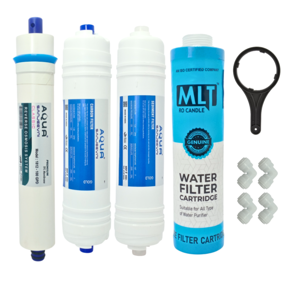 Gold Carbon & Sediment Filter Kit with Classic RO Membrane & Candle Pre-Filter Service Kit